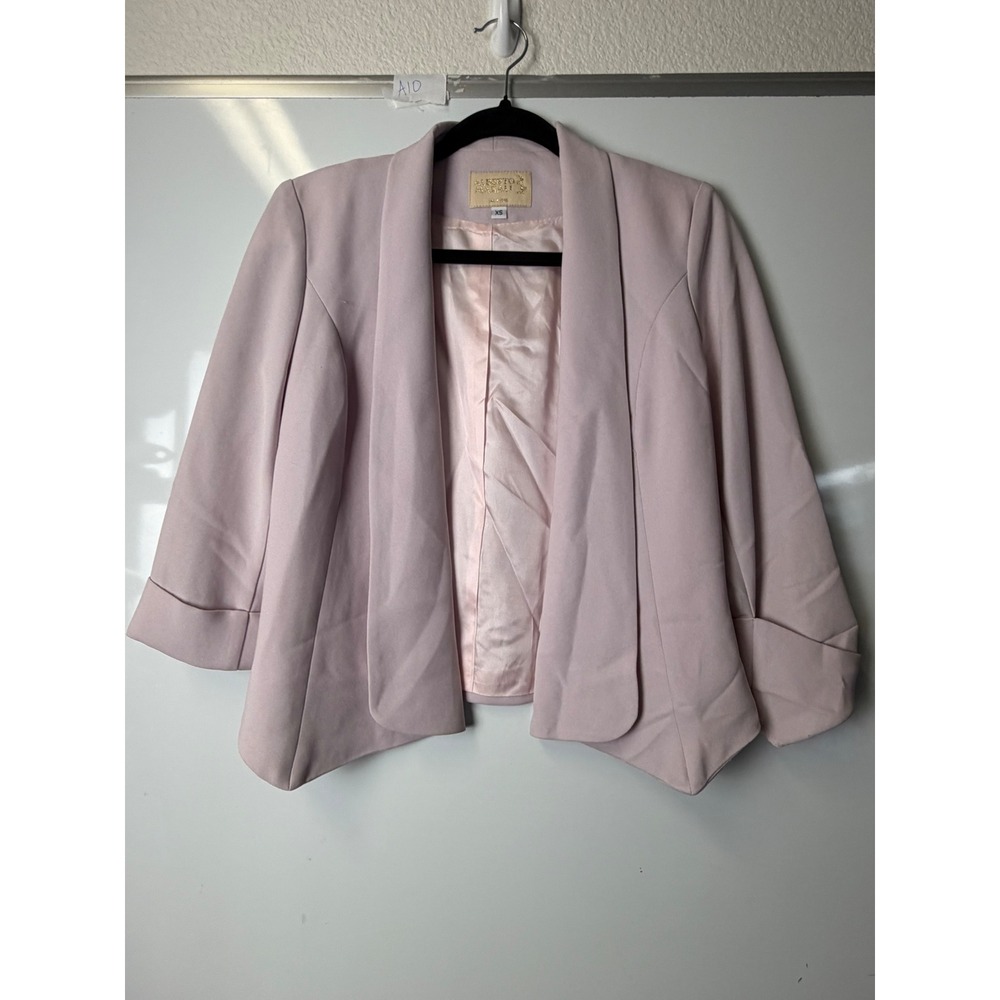 Alberto Makali Blush Pink Open Front Blazer Cuffed Sleeve Made in USA XS